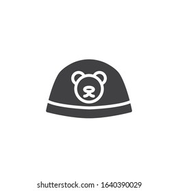 Baby hat with bear vector icon. filled flat sign for mobile concept and web design. Infant hat glyph icon. Symbol, logo illustration. Vector graphics