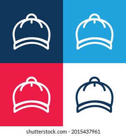 Baby Hat blue and red four color minimal icon set