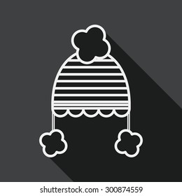 baby hat flat icon with long shadow, line icon