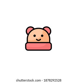 Baby hat icon. Baby icon. Simple, flat, outline, black, color.