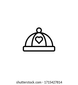 Baby hat vector icon in linear, outline icon isolated on white background