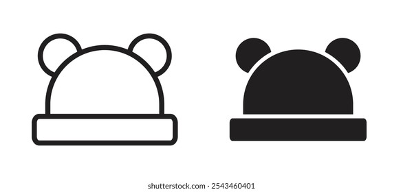 Icono de Vector de sombrero de bebé en negro.
