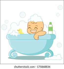 baby having bath