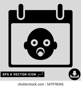 Baby Head Calendar Day icon. Vector EPS illustration style is flat iconic symbol, black color.