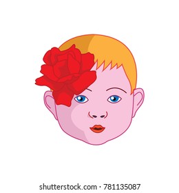 baby head face with flower vector illustration