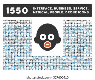 Baby Head and other web interface, business tools, people poses, medical service vector icons. Style is flat symbols, bicolored, rounded angles, white background.