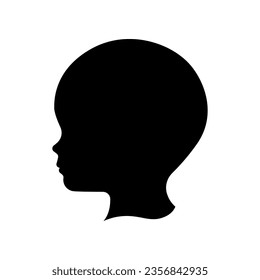 Baby head silhouette vector. Side view baby head.