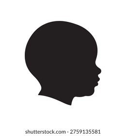 Baby head silhouette vector. Side view baby head on white background