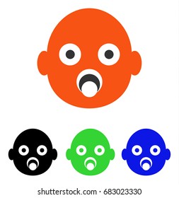Baby Head vector icon. Illustration style is a flat iconic colored symbol with different color versions.