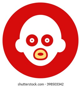 Baby Head vector icon. Image style is a flat light icon symbol on a round red button