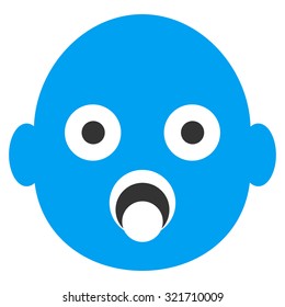 Baby Head vector icon. Style is bicolor flat symbol, blue and gray colors, rounded angles, white background.