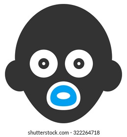 Baby Head vector icon. Style is bicolor flat symbol, blue and gray colors, rounded angles, white background.