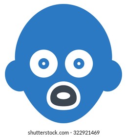 Baby Head vector icon. Style is bicolor flat symbol, smooth blue colors, rounded angles, white background.