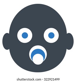 Baby Head vector icon. Style is bicolor flat symbol, smooth blue colors, rounded angles, white background.