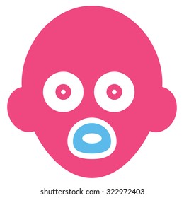Baby Head vector icon. Style is bicolor flat symbol, pink and blue colors, rounded angles, white background.