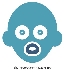Baby Head vector icon. Style is bicolor flat symbol, cyan and blue colors, rounded angles, white background.