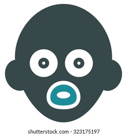 Baby Head vector icon. Style is bicolor flat symbol, soft blue colors, rounded angles, white background.
