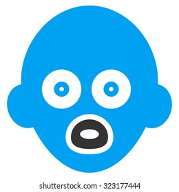 Baby Head vector icon. Style is bicolor flat symbol, blue and gray colors, rounded angles, white background.