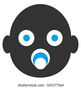Baby Head vector icon. Style is bicolor flat symbol, blue and gray colors, rounded angles, white background.