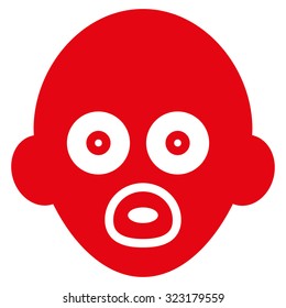 Baby Head vector icon. Style is flat symbol, red color, rounded angles, white background.