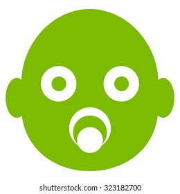 Baby Head vector icon. Style is flat symbol, eco green color, rounded angles, white background.