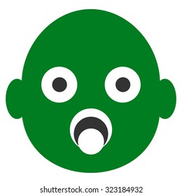 Baby Head vector icon. Style is bicolor flat symbol, green and gray colors, rounded angles, white background.