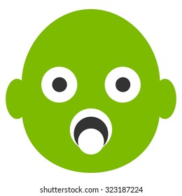 Baby Head vector icon. Style is bicolor flat symbol, eco green and gray colors, rounded angles, white background.