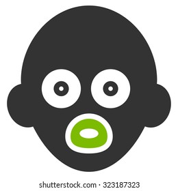 Baby Head vector icon. Style is bicolor flat symbol, eco green and gray colors, rounded angles, white background.