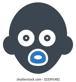 Baby Head vector icon. Style is bicolor flat symbol, smooth blue colors, rounded angles, white background.