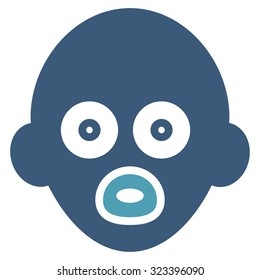 Baby Head vector icon. Style is bicolor flat symbol, cyan and blue colors, rounded angles, white background.