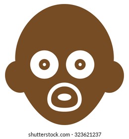 Baby Head vector icon. Style is flat symbol, brown color, rounded angles, white background.