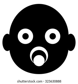 Baby Head vector icon. Style is flat symbol, black color, rounded angles, white background.