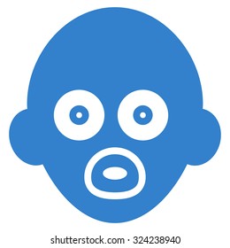 Baby Head vector icon. Style is flat symbol, cobalt color, rounded angles, white background.