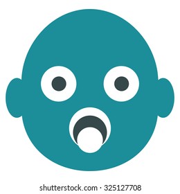Baby Head vector icon. Style is bicolor flat symbol, soft blue colors, rounded angles, white background.