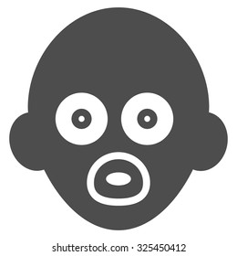 Baby Head vector icon. Style is flat symbol, gray color, rounded angles, white background.