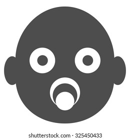 Baby Head vector icon. Style is flat symbol, gray color, rounded angles, white background.