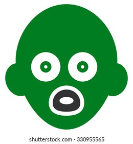 Baby Head vector icon. Style is bicolor flat symbol, green and gray colors, rounded angles, white background.