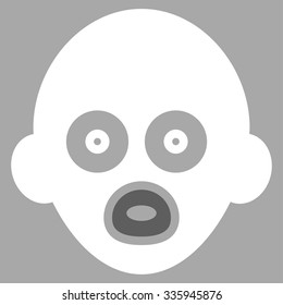 Baby Head vector icon. Style is bicolor flat symbol, dark gray and white colors, rounded angles, silver background.