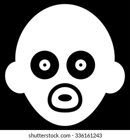 Baby Head vector icon. Style is flat symbol, white color, rounded angles, black background.