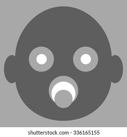 Baby Head vector icon. Style is bicolor flat symbol, dark gray and white colors, rounded angles, silver background.