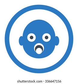 Baby Head vector icon. Style is bicolor flat rounded symbol, smooth blue colors, rounded angles, white background.