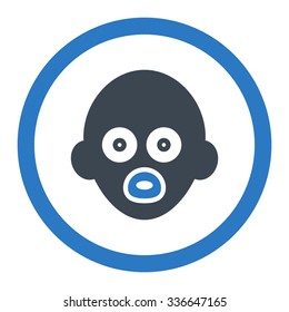 Baby Head vector icon. Style is bicolor flat rounded symbol, smooth blue colors, rounded angles, white background.