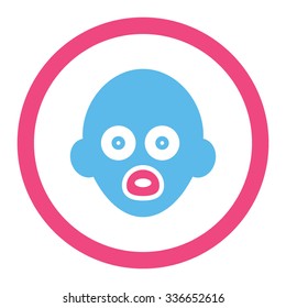Baby Head vector icon. Style is bicolor flat rounded symbol, pink and blue colors, rounded angles, white background.