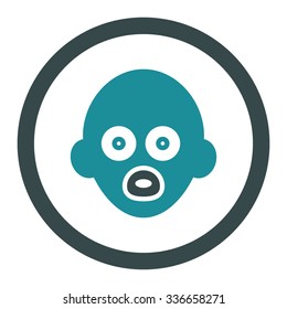 Baby Head vector icon. Style is bicolor flat rounded symbol, soft blue colors, rounded angles, white background.