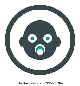 Baby Head vector icon. Style is bicolor flat rounded symbol, soft blue colors, rounded angles, white background.