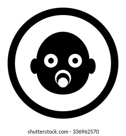 Baby Head vector icon. Style is flat rounded symbol, black color, rounded angles, white background.