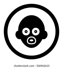 Baby Head vector icon. Style is flat rounded symbol, black color, rounded angles, white background.