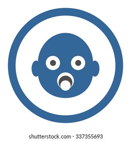 Baby Head vector icon. Style is bicolor flat rounded symbol, cobalt and gray colors, rounded angles, white background.