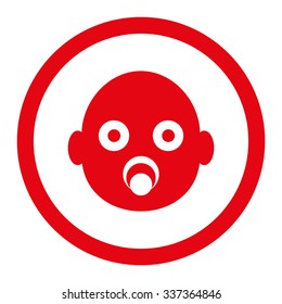 Baby Head vector icon. Style is flat rounded symbol, red color, rounded angles, white background.