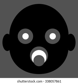Baby Head vector icon. Style is bicolor flat symbol, black and white colors, rounded angles, gray background.